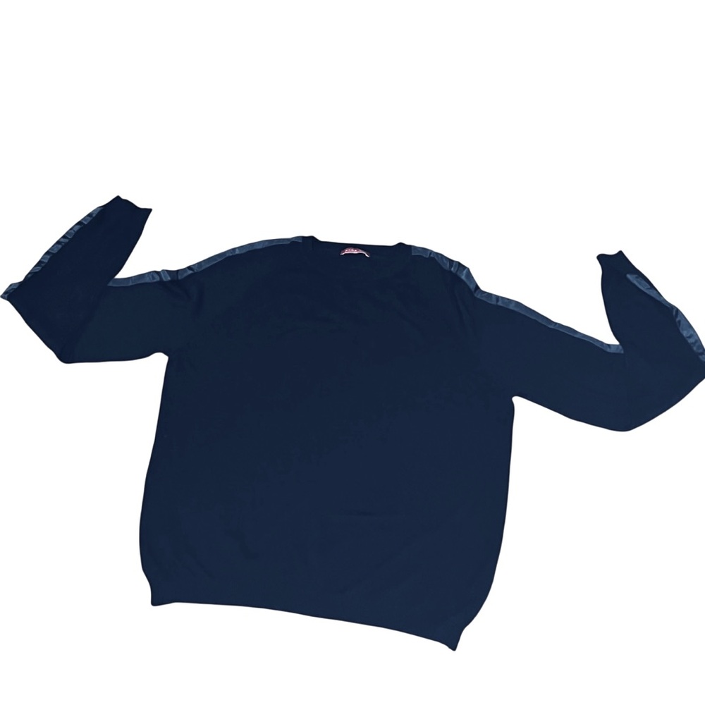 ZARA MAN Crew Neck Dark Navy Longsleeve Nylon Stripe from Shoulder to Cuff SZ M